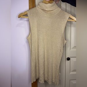 Reitmans Yellow and Gold Metallic Detail Tank Top Turtle Neck + Cardigan